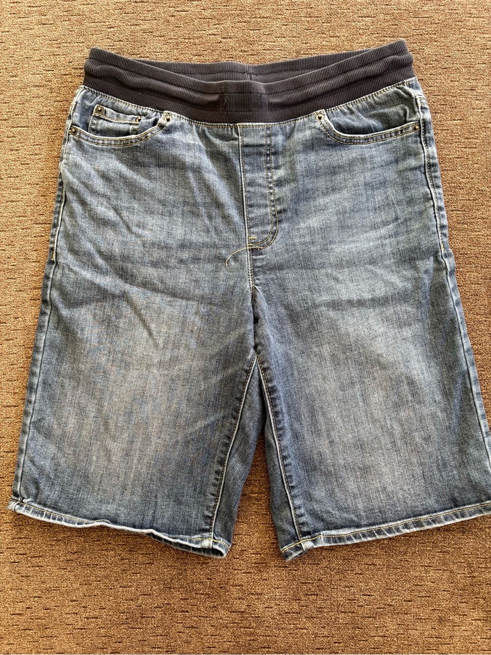 urban pipeline boys blue denim pull-on shorts size 18/20